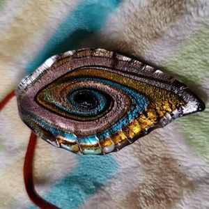 12. Made in Italy Murano Glass Necklace on Leather Cord